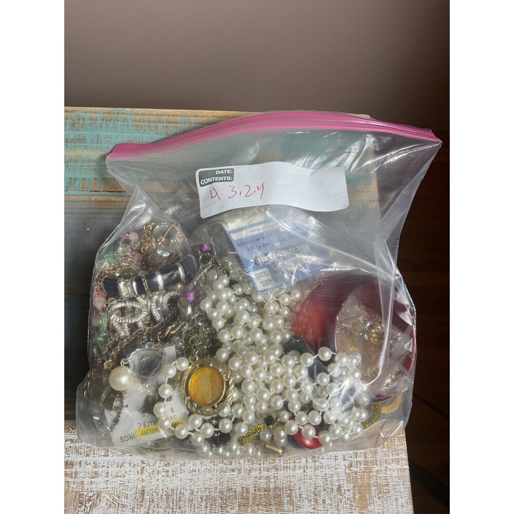 Crafting Bag Of Mixed Costume Jewelry & Beads Not Wearable